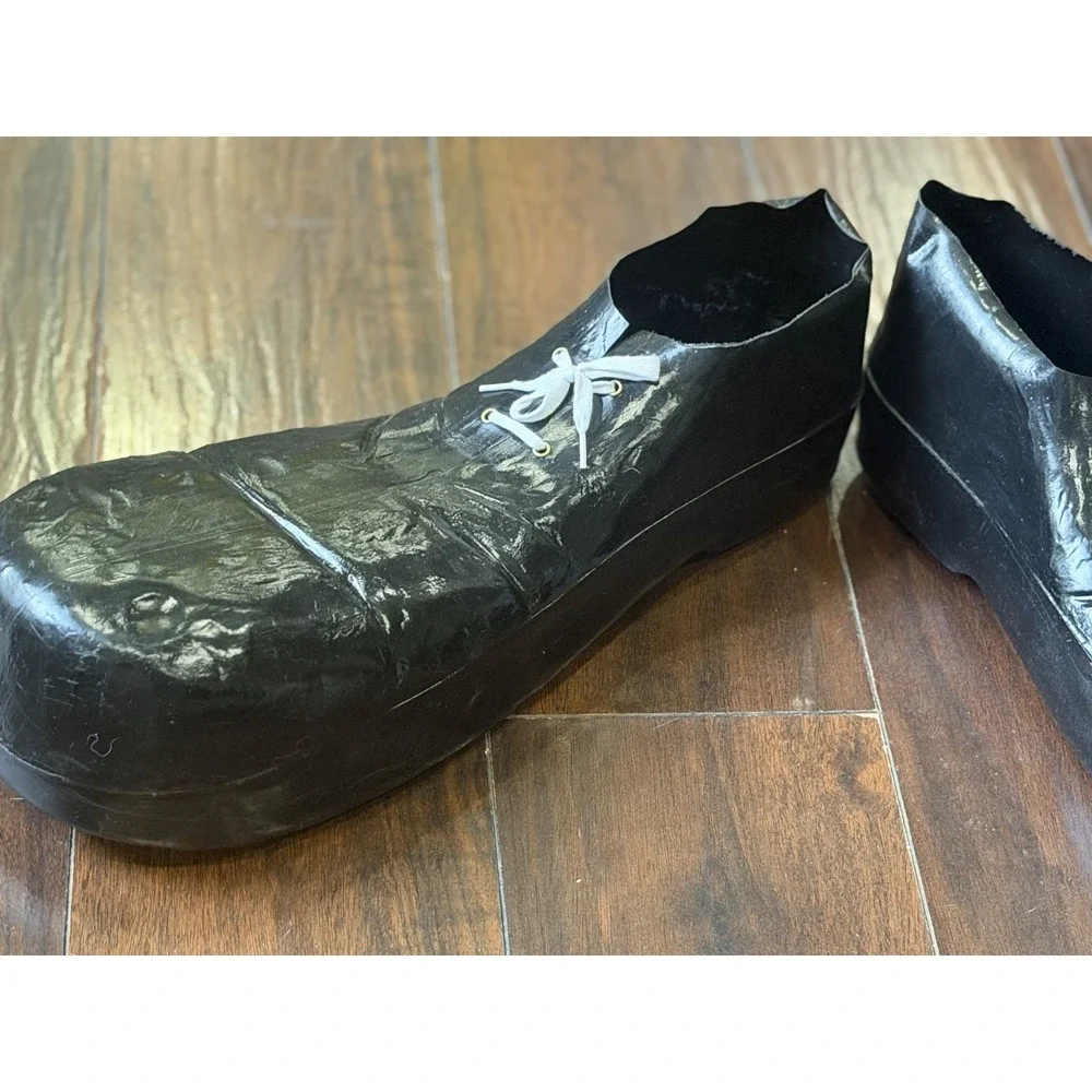 Vintage Clown Giant Oversized Shoes Adult Black Plastic Pierre Style Unmarked